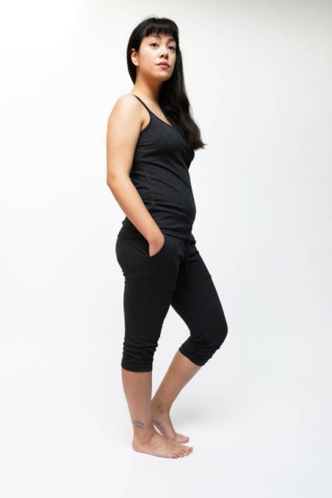 Yomame capri calf length side profile