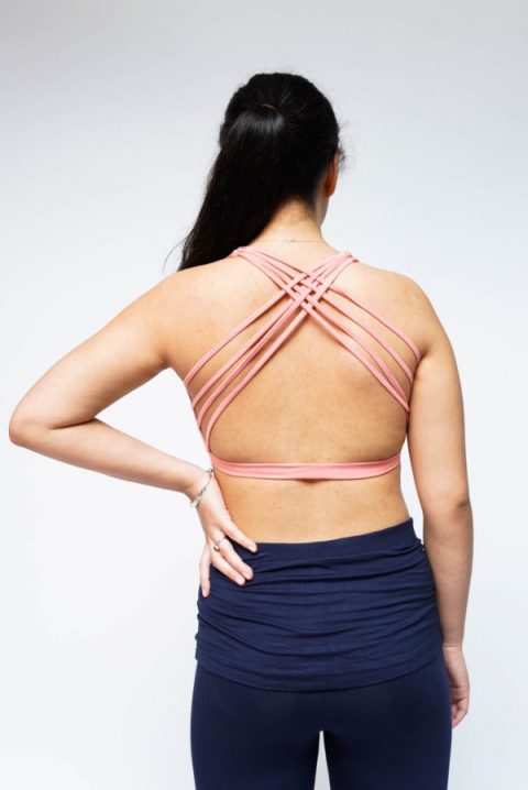 Yomame designer sports bra back profile
